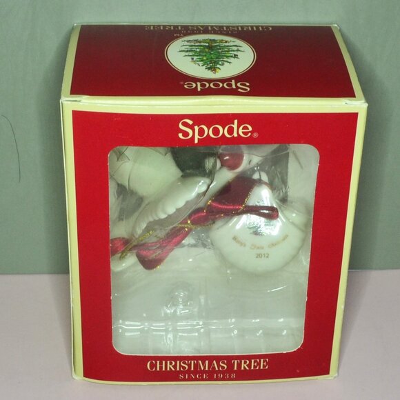Spode Christmas Tree Ornament Stork Carrying Baby 2012 With Original Box - Picture 5 of 5